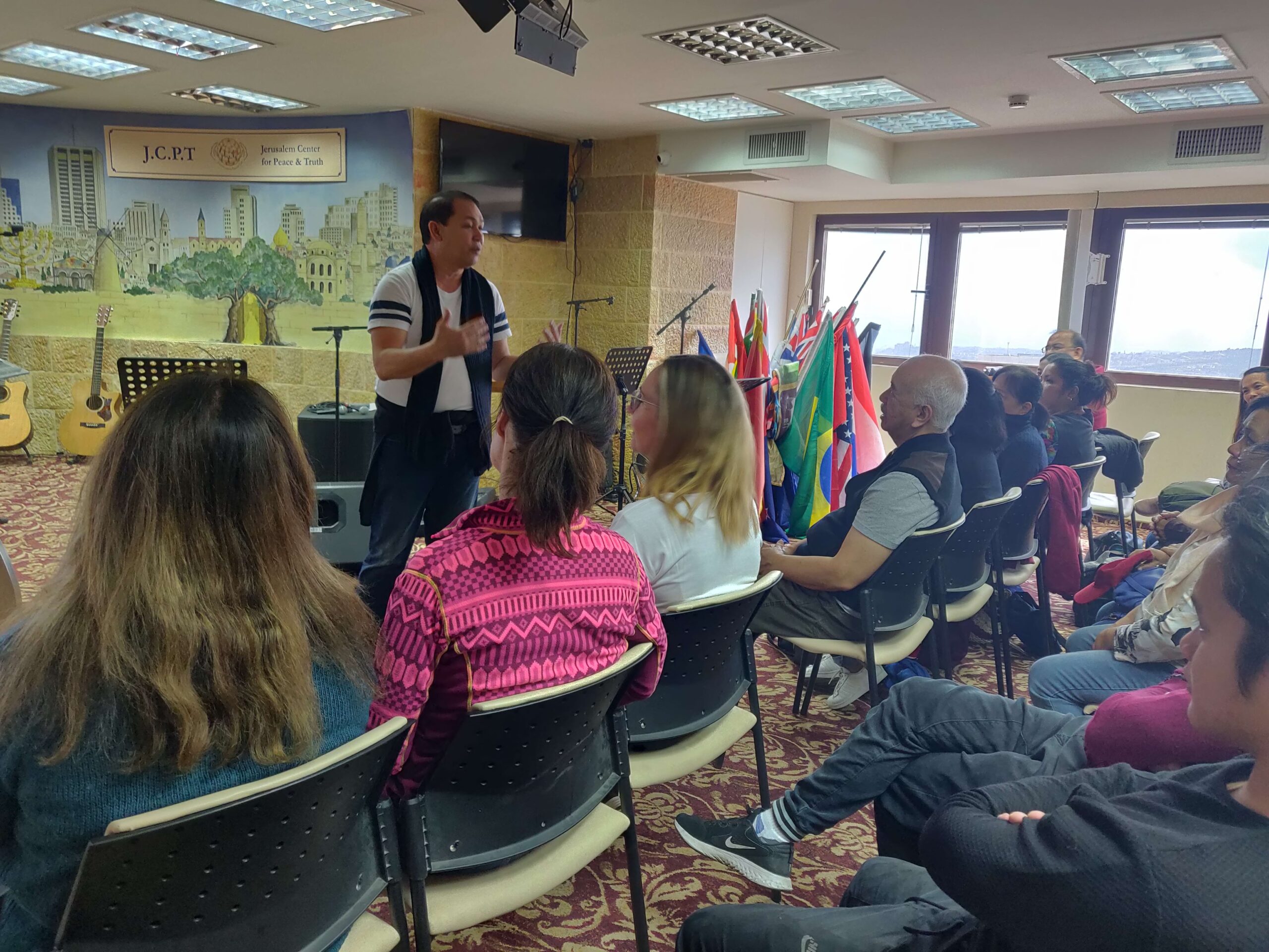 International volunteers at the Israel Prayer Tower